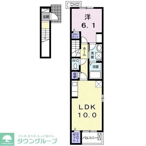 カメリアA(1LDK/2階)の間取り写真