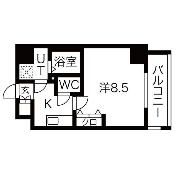 レジデンシア泉(1K/4階)の間取り写真