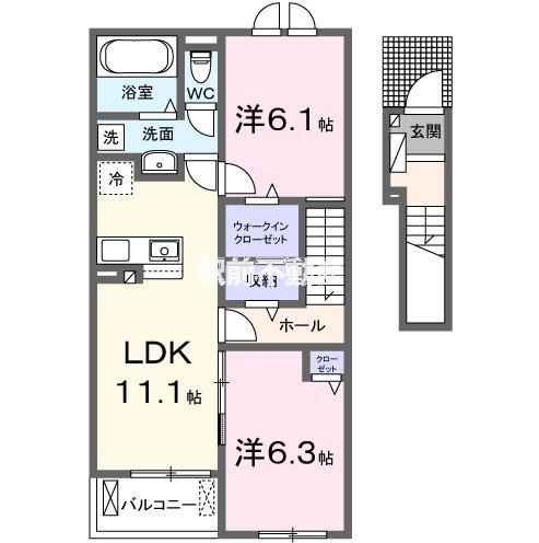 サウスゲートA(2LDK/2階)の間取り写真