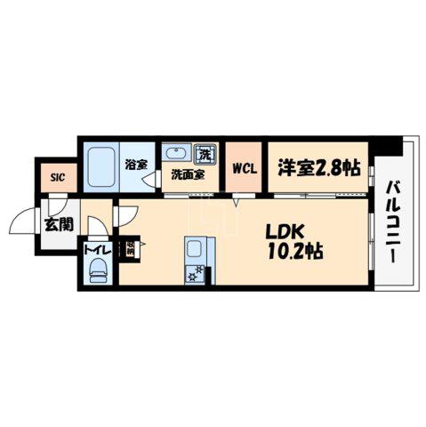 リヴェント難波サウス(1LDK/10階)の間取り写真