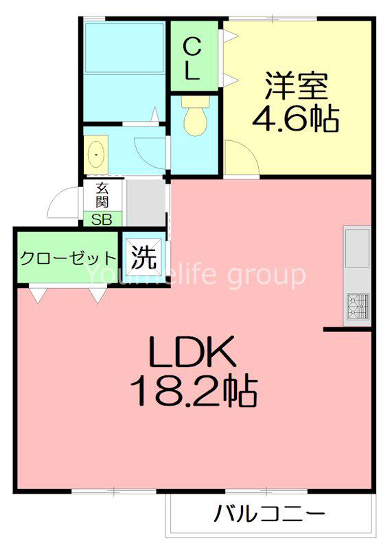 ドミール林(1LDK/1階)の間取り写真