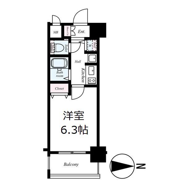 プレサンス京都四条堀川(1K/11階)の間取り写真