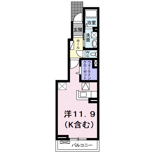 ル ノアII(ワンルーム/1階)の間取り写真