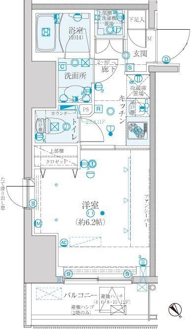 クレイシア五反田駅前(1K/9階)の間取り写真