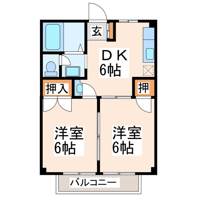 スカイハイツ菊陽(2DK/1階)の間取り写真