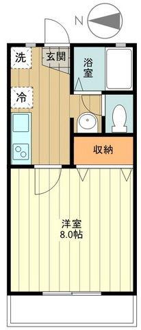 ルミエール・I(1K/2階)の間取り写真