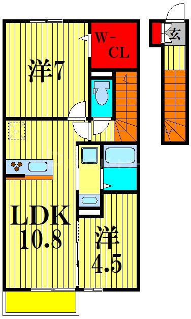 ロータスヒル(2LDK/2階)の間取り写真