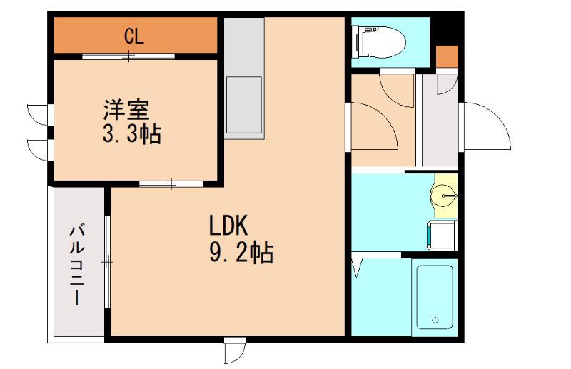 GRキャスバルクォーレ二日市(1LDK/1階)の間取り写真