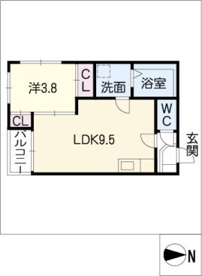 FERIO平安通(1LDK/2階)の間取り写真
