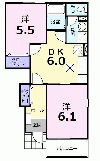 プリマベーラ(2DK/1階)の間取り写真