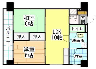 角田ビル片野新町(2LDK/3階)の間取り写真