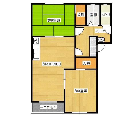 サンハイツ三池(2LDK/1階)の間取り写真