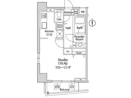 グレイスコート西麻布I(ワンルーム/4階)の間取り写真