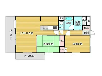 リファレンス箱崎(2LDK/13階)の間取り写真