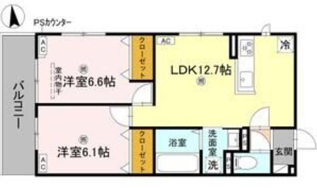 GRAMM深草 ノース(2LDK/2階)の間取り写真