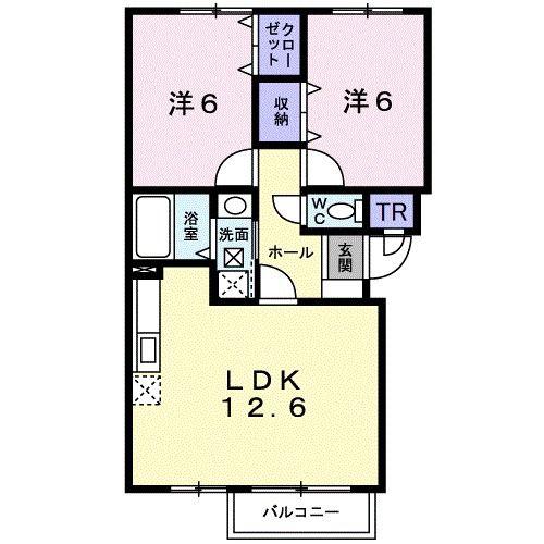 ウィッシュ・メゾン(2LDK/2階)の間取り写真