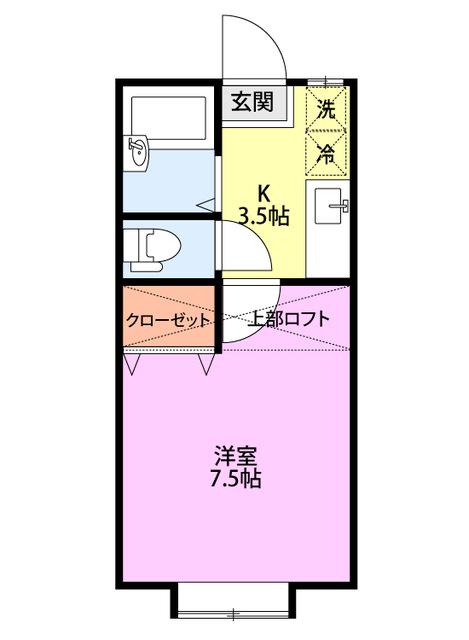 プレジオ新潟坂井(1K/2階)の間取り写真