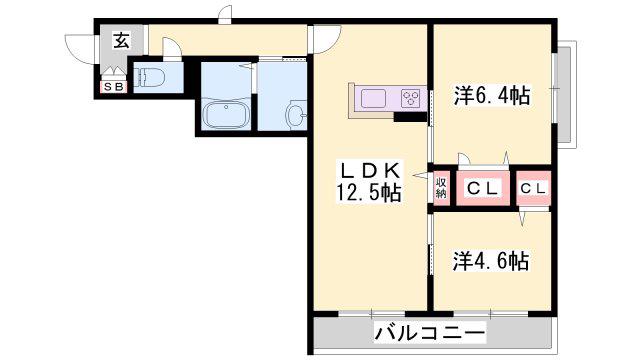 リメインらかんN棟(2LDK/3階)の間取り写真
