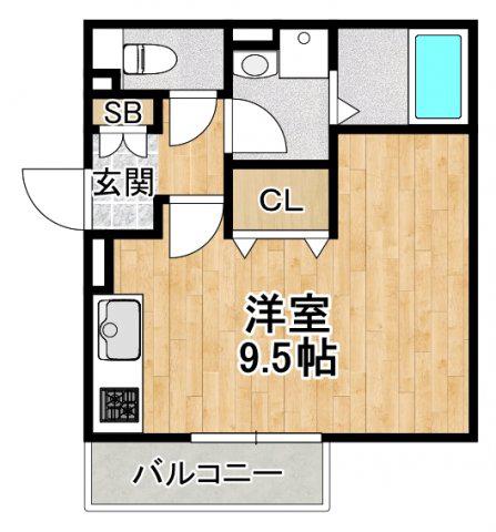 カメリア(ワンルーム/2階)の間取り写真