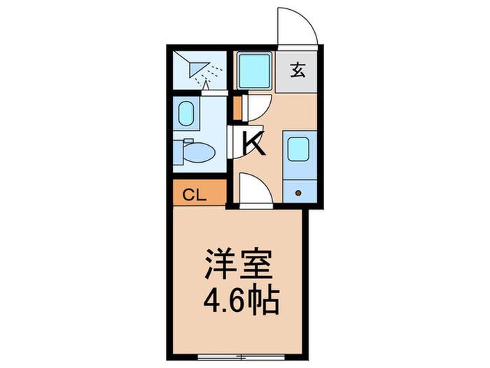 茶花ハイツ(1K/1階)の間取り写真