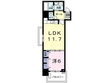 ＪＲ東海道本線 東静岡駅 徒歩6分 8階建 築15年(1LDK/7階)の間取り写真