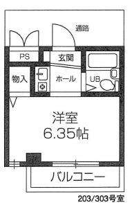 ラルーナ(1K/3階)の間取り写真