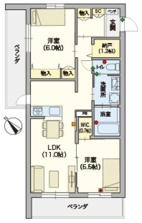 GLOIRE(2LDK/2階)の間取り写真