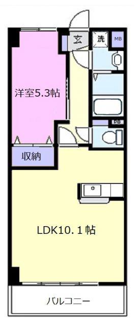 アーバンヒルズ城山(1LDK/4階)の間取り写真