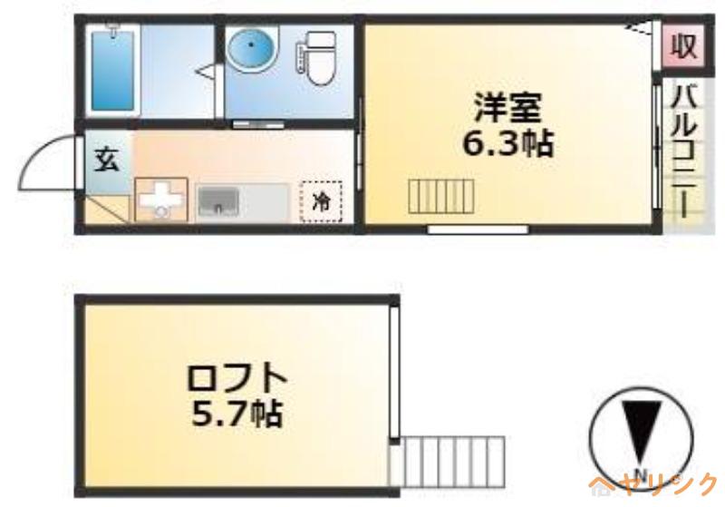 VILLA志賀本通(1K/1階)の間取り写真