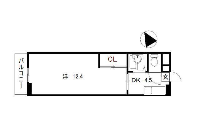 とさでん交通後免線 舟戸駅 徒歩7分 11階建 築34年(1DK/2階)の間取り写真