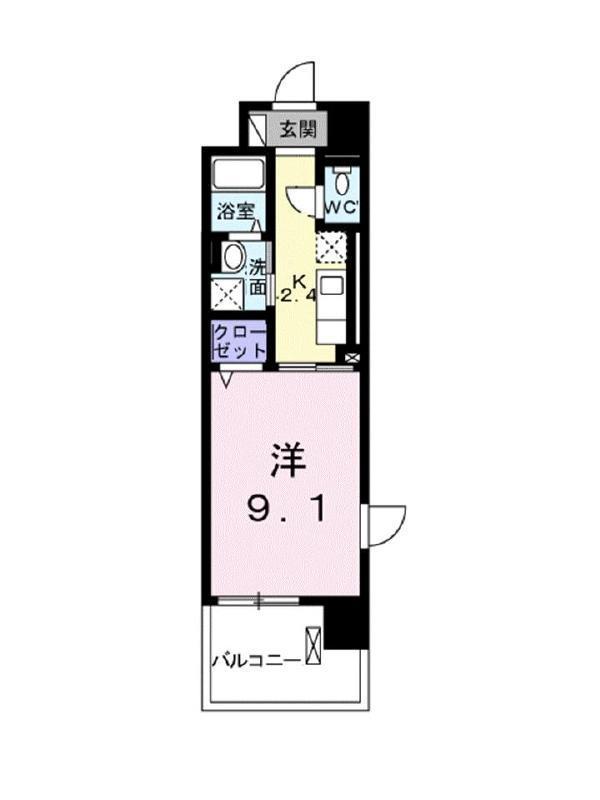 ヴィヴァーチェ東石井(1K/2階)の間取り写真