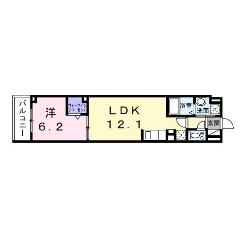 CREVANCE亀戸(1LDK/2階)の間取り写真