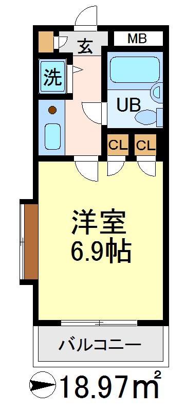 藤和シティコープ祖師谷(1K/1階)の間取り写真