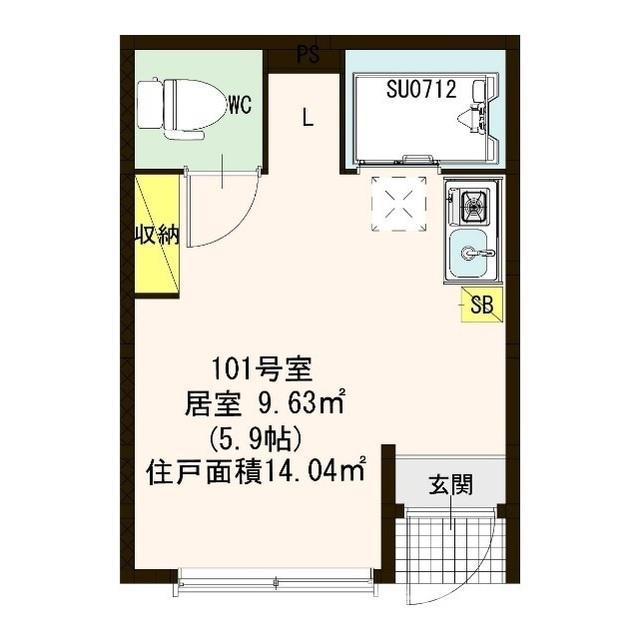 センプリス(ワンルーム/1階)の間取り写真