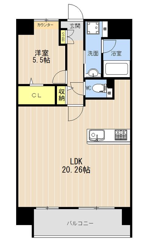 LIBTH菊陽II(1LDK/5階)の間取り写真