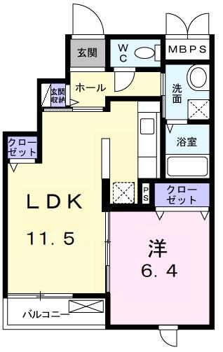 キーウィ(1LDK/3階)の間取り写真