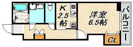 アグローリ駒ヶ林(1K/2階)の間取り写真