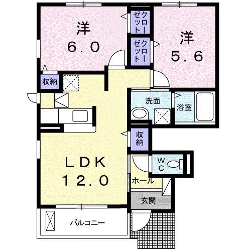 リバップ人来田(2LDK/1階)の間取り写真
