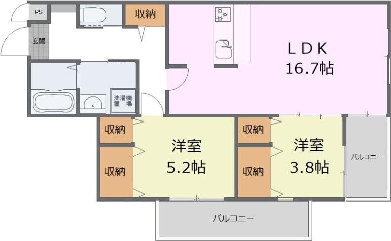 メゾン コンフォール(2LDK/1階)の間取り写真