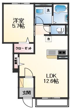 白鳥台アパート(1LDK/1階)の間取り写真