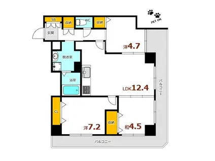 京才ビル(3LDK/2階)の間取り写真