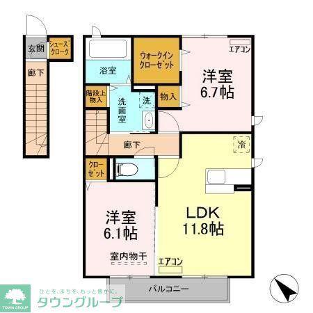 アネモスB(2LDK/2階)の間取り写真