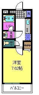 TOMYS COURT北花田(1K/2階)の間取り写真