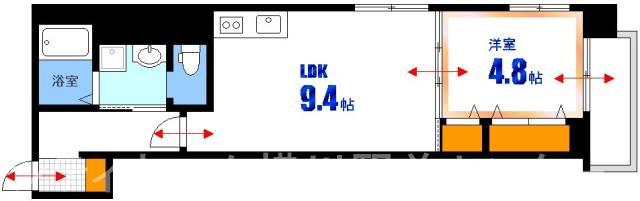 ボン シャンス(1LDK/1階)の間取り写真