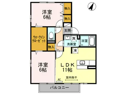 ウェライ2008SA(2LDK/2階)の間取り写真