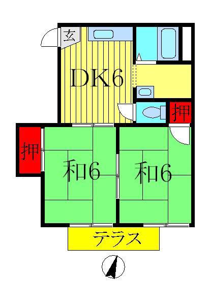 アークライフ(2DK/2階)の間取り写真