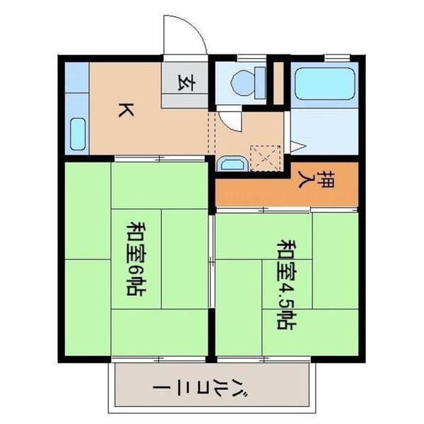 泉ケ池ハイツ(2K/2階)の間取り写真