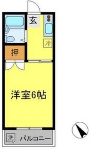 上福岡第一宝コーポ(1K/2階)の間取り写真