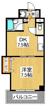 ラーバンK(1DK/2階)の間取り写真