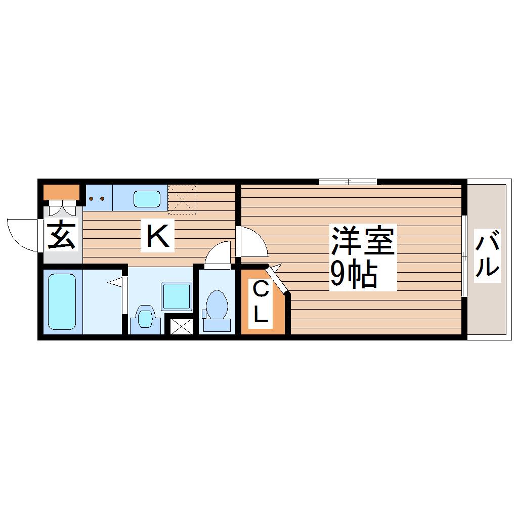 ラヴィータ原町(1K/1階)の間取り写真
